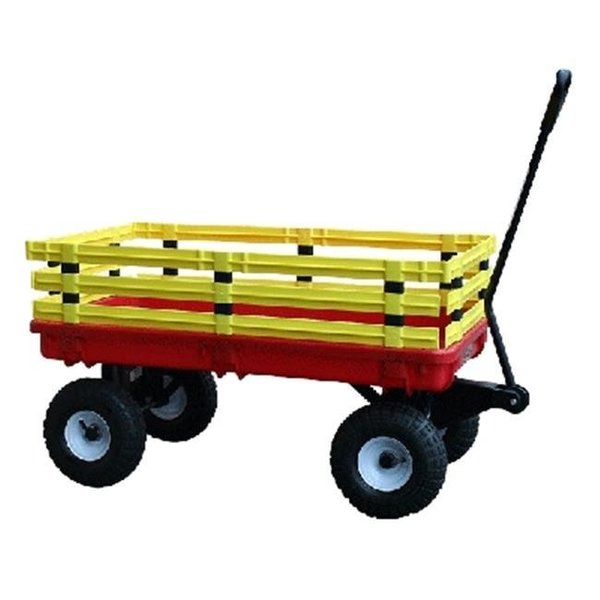 Millside Industries Millside Industries 04818 20 in. x 38 in. Red Plastic Deck Wagon with 4 in. x 10 in. Tires 4818